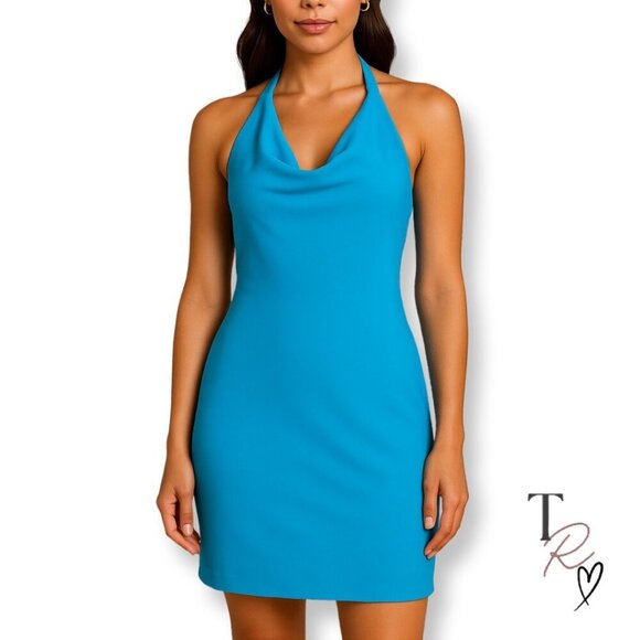 W by Worth Y2K Halter Mini Dress in Electric Blue Size 0 - Picture 1 of 13